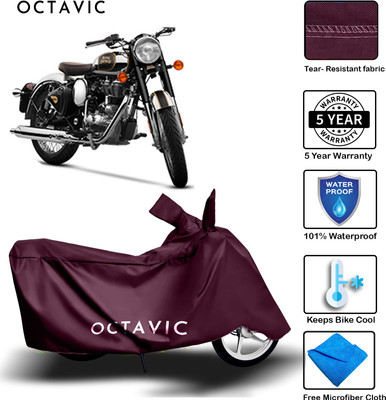 octavic Waterproof Two Wheeler Cover for Royal Enfield(Classic Chrome, Maroon)
