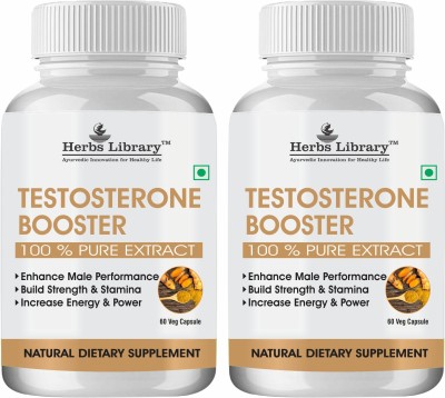 Herbs Library Testosterone Booster for Men Strength Stamina Power(2X60 Capsules)(2 x 60 Capsules)