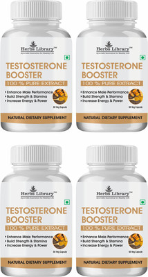 Herbs Library Testosterone Booster for Men Strength Stamina Power(4X60 Capsules)(4 x 60 Capsules)