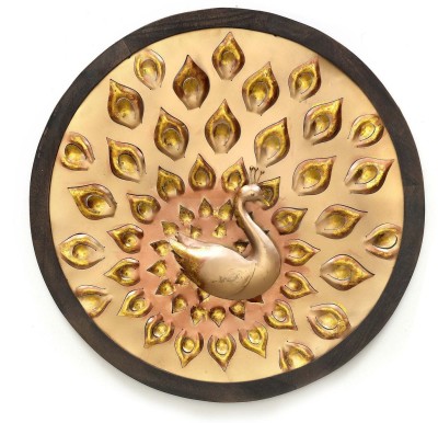 @Home by nilkamal Wooden Peacock(91 cm X 91 cm, Black And Gold)