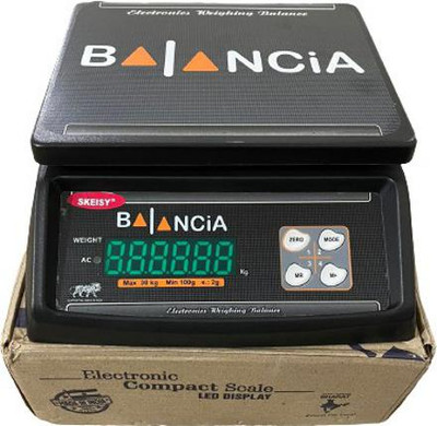 Skeisy EXT-303 weight machine with 30kg-1gm double display with rechargeable battery Weighing Scale(Black)