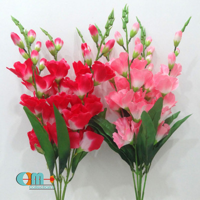 OM COLLECTIONS Gladiolus Artificial Flower Red, Pink Gladiolus Artificial Flower(25 inch, Pack of 2, Flower Bunch)