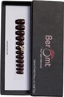 BEROMT BUTTERFLY CHARM FALSE NAILS - 28 BROWN(Pack of 12)