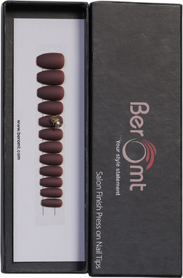 BEROMT BUTTERFLY CHARM FALSE NAILS - 03 BROWN(Pack of 12)