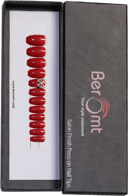 BEROMT BOW CHARM FALSE NAILS - 10 Red(Pack of 12)