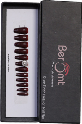 BEROMT FLOWERS CHARM FALSE NAILS - 19 RED(Pack of 12)