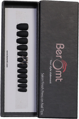 BEROMT BUTTERFLY CHARM FALSE NAILS - 16 BLACK(Pack of 12)