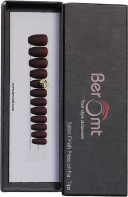BEROMT BUTTERFLY CHARM FALSE NAILS - 04 BROWN(Pack of 12)