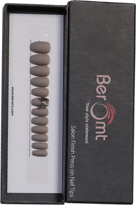 BEROMT BUTTERFLY CHARM FALSE NAILS - 18 GREY(Pack of 12)