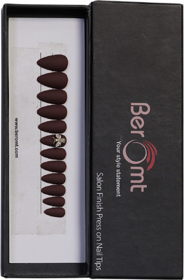 BEROMT BUTTERFLY CHARM FALSE NAILS - 25 BROWN(Pack of 12)