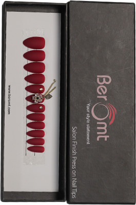 BEROMT SINGLE CHAIN CHARM FALSE NAILS - 03 RED(Pack of 12)