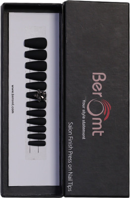 BEROMT UNIQUE CHARM FALSE NAILS - 10 BLACK(Pack of 12)