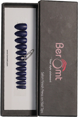 BEROMT SINGLE CHAIN CHARM FALSE NAILS - 01 BLUE(Pack of 12)