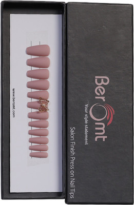 BEROMT BUTTERFLY CHARM FALSE NAILS - 14 BEIGE(Pack of 12)