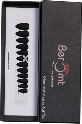 BEROMT BUTTERFLY CHARM FALSE NAILS - 29 BLACK(Pack of 12)