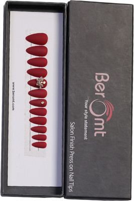 BEROMT FLOWERS CHARM FALSE NAILS - 11 RED(Pack of 12)