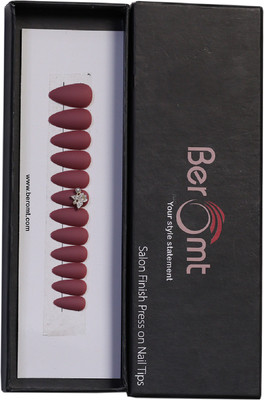 BEROMT BUTTERFLY CHARM FALSE NAILS - 24 PURPLE(Pack of 12)