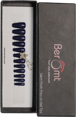 BEROMT SINGLE CHAIN CHARM FALSE NAILS - 05 BLUE(Pack of 12)