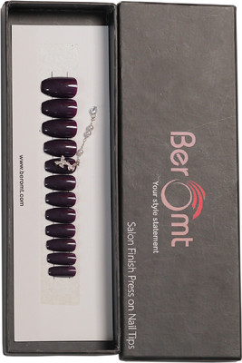 BEROMT SINGLE CHAIN CHARM FALSE NAILS - 08 BLUE(Pack of 12)