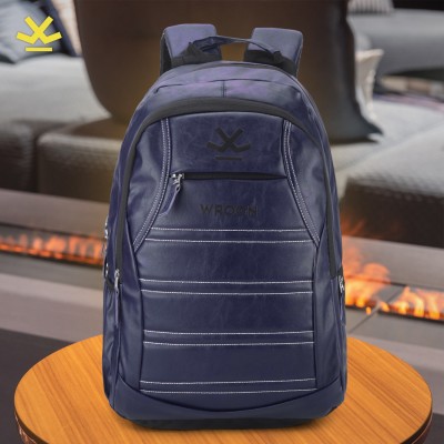 WROGN Casual Self Thread design Leatherette 38L 38 L Laptop Backpack(Blue)