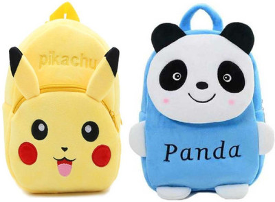 STARYANS School Bag For Kids pikachu Panda Soft Plush Backpack For Small Kids Nursery Bag School Bag(Blue, Yellow, 10 L)