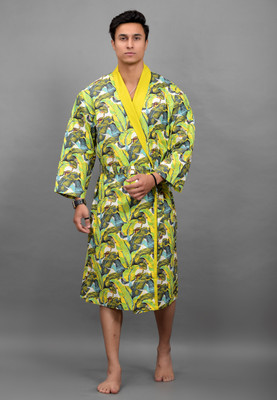 Ravaiyaa - Attitude Is Everything Yellow Leaf Free Size Bath Robe(1, For: Men, Yellow Leaf)