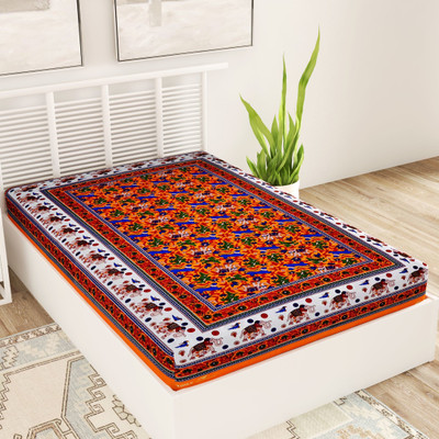 UNIQCHOICE 120 TC Cotton Single Printed Flat Bedsheet(Pack of 1, Brown)