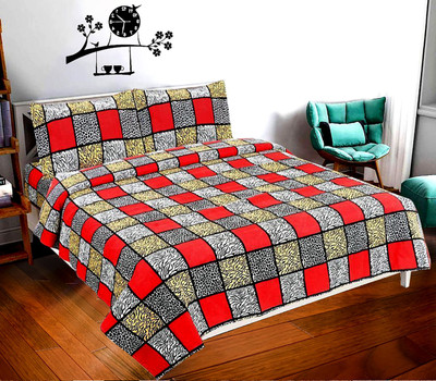 CECARO 160 TC Microfiber Double 3D Printed Flat Bedsheet(Pack of 1, Double Bedsheets)
