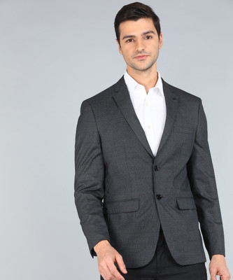 LOUIS PHILIPPE Checkered Single Breasted Formal Men Blazer(Grey)
