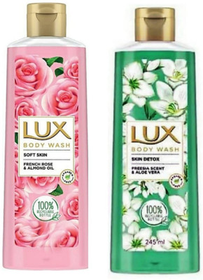 LUX French Rose Fragrance & Almond Oil + skin detox freesia scent & aloe vera(2 x 122.5 ml)