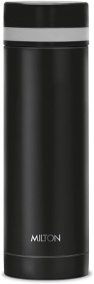 MILTON Slim 350 Thermosteel Vacuum Insulated Hot & Cold Water Bottle, Black 340 ml Flask(Pack of 1, Silver, Black, Steel)