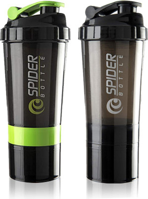 TRUE INDIAN 500 ml Plastic Shaker(Pack of 2, Green, Black)