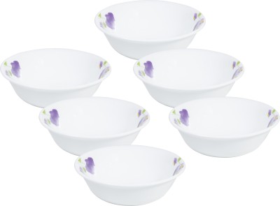 CORELLE Glass Soup Bowl Asia Collection Violet Mist 532 ml Soup Bowl Pack of 6(Pack of 6, White)