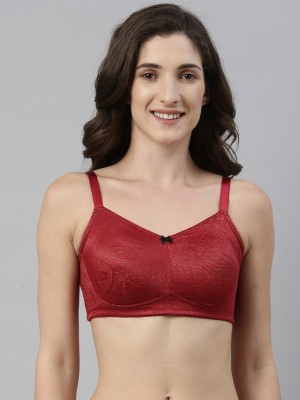 Enamor Enamor F056 Non Padded Non Wired High Coverage Full Figure Lace Everyday Bra Women T-Shirt Non Padded Bra(Red)