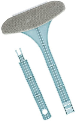 HENVE 2 in 1 Window Cleaning Brush Wiper Extended Handle Double Sided Mesh Cleaner Sponge Wet and Dry Brush(Blue)