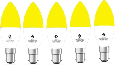 rino 3 W Standard B22 LED Bulb(Yellow, Pack of 5)