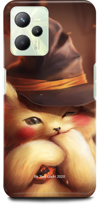 JUGGA Back Cover for realme C35, RMX3511, CAT, CUTE, CAT, LOVELY, CAT, MEOW(Yellow, Hard Case, Pack of: 1)