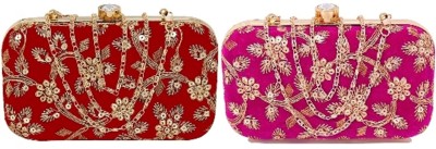 RAPID COSTORE Casual, Formal, Party, Sports Pink, Red  Clutch(Pack of: 2)