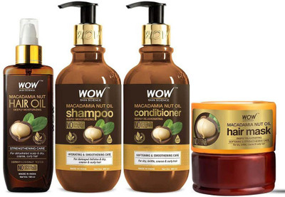 WOW SKIN SCIENCE Macadamia Ultimate Hair Care kit – Consist of Hair Oil, Shampoo, Conditioner & Hair Mask – Net Vol 950mL (4 Items in the set)