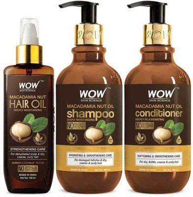 WOW SKIN SCIENCE Argan Oil Shampoo + Moroccan Argan Hair Oil with Comb Applicator – Net Vol 400mL  (3 Items in the set)