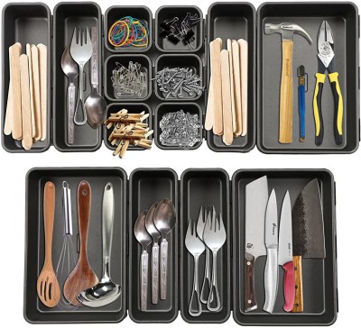 Cutting EDGE Empty Cutlery Box Drawer Case(Black  Holds 8 Pieces)