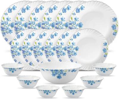 LAOPALA Pack of 19 Opalware Aster Blue 19 Pcs Dinner Set