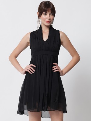PURYS Women Ethnic Dress Black Dress