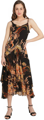 TSM Women High Low Black Midi/Calf Length Dress