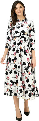Beautylife Women Maxi White, Black Midi/Calf Length Dress