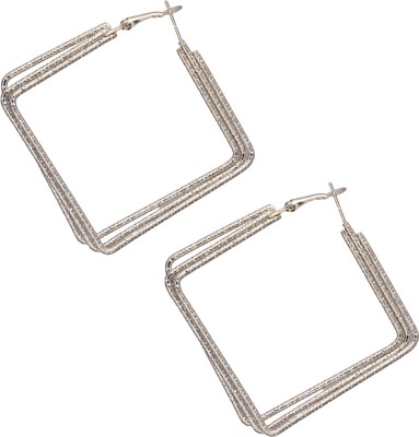 Zoey Metalic Metal Multi Layer Square Shape Hoop Earrings for Women/Girl Alloy Hoop Earring