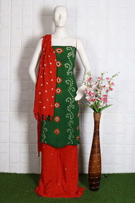 KREZVI Viscose Rayon Polka Print, Printed, Self Design, Colorblock Salwar Suit Material