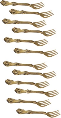 A&H Set of 12 piece Brass Dessert Forks Multipurpose Use Forks Set Brass Dessert Fork Set(Pack of 12)