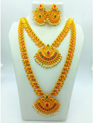 MAKHAN Alloy Gold-plated Gold Jewellery Set(Pack of 4)