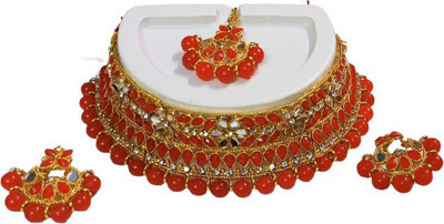 jyoti art creations Alloy Red Jewellery Set(Pack of 1)
